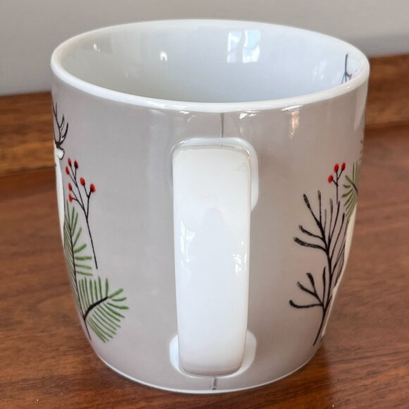 Now Designs "Noble Deer" Porcelain Mug Holiday Christmas Illustration Berry 12oz - Picture 4 of 9